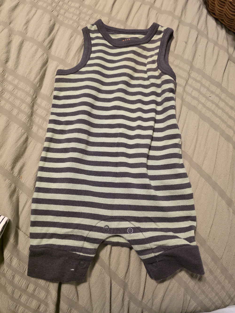 Cat & Jack Sleeveless Striped Baby One-Piece in Mint and Charcoal And Blue Pants